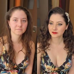 Hair and makeup before and after picture