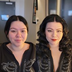 Hair and makeup before and after picture