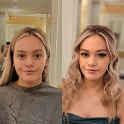 Hair and makeup before and after picture