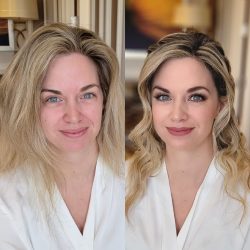 Hair and makeup before and after picture