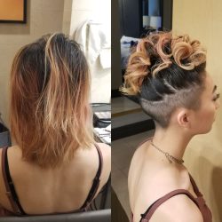 Hair and makeup before and after picture
