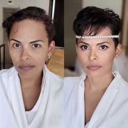 Hair and makeup before and after picture