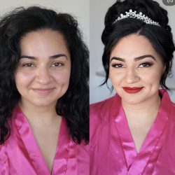 Hair and makeup before and after picture